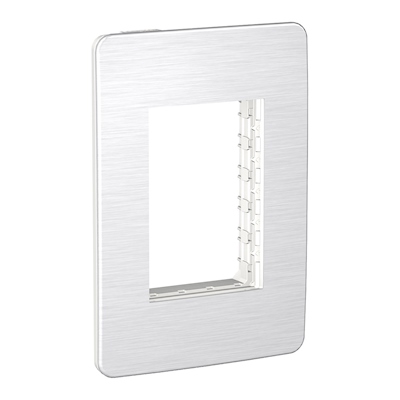 PLACA DE 3 MÓDULOS METAL PLATA