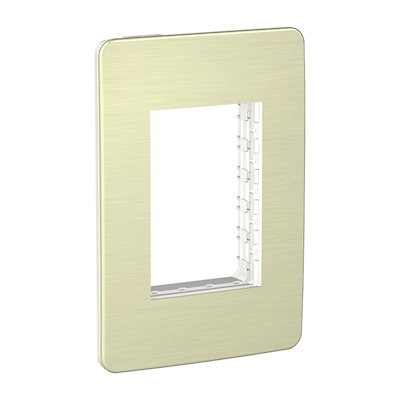 PLACA DE 3 MÓDULOS METAL DORADO