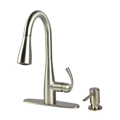 LLAVE PARA FREGADERO MONOMANDO NÍQUEL SATINADO MANERAL TIPO PALANCA 8" CON MANGUERA EXTRAÍBLE