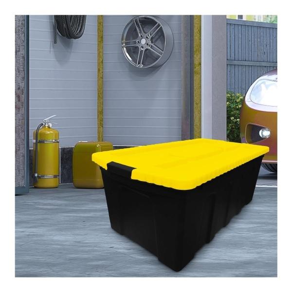 CAJA ORGANIZADORA USO RUDO 125 L PLÁSTICO TAPA NEGRA CON BROCHE