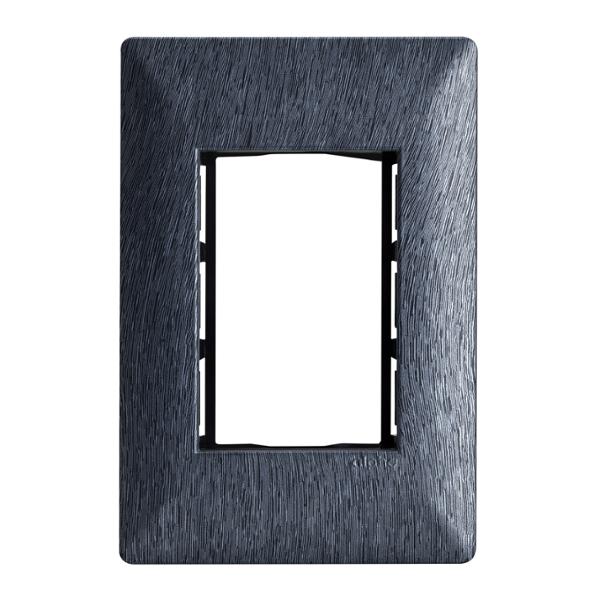 PLACA DE PARED DE 3 MÓDULOS ACERO OSCURO