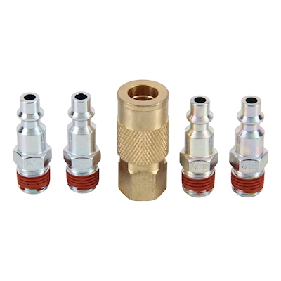 JUEGO DE COPLES Y CONECTORES 1/4 X 1/4" 5 PIEZAS