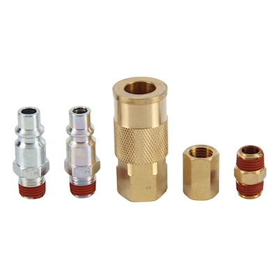 KIT DE ACCESORIOS NEUMÁTICOS 3/8" 5 PIEZAS ACERO Y LATÓN