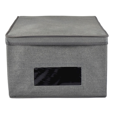CAJA ORGANIZADORA CON VENTANA 50 X 40 X 25 CM POLIPROPILENO GRIS