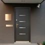 PUERTA EXTERIOR DE SEGURIDAD 16 PASADORES 96 X 213 CM DERECHA NEGRO TEXTURIZADO