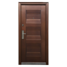PUERTA EXTERIOR DE SEGURIDAD 14 PASADORES 96 X 213 CM DERECHA COBRIZO TIPO MADERA