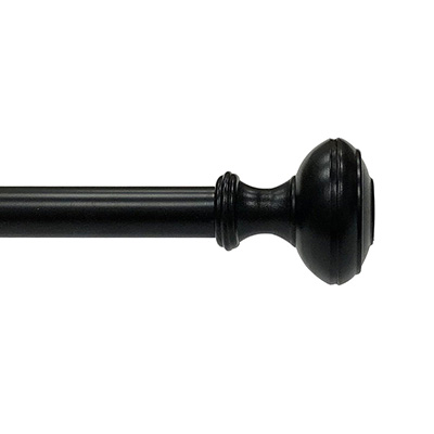 SET DE CORTINERO AJUSTABLE SIMPLE 5/8 pulg. DE 121 A 213 CM ESTILO KNOB COLOR NEGRO