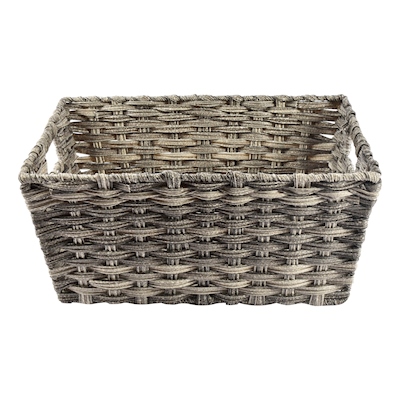 GAVETA ORGANIZADORA TEJIDA CON ASAS 40 X 30 X 18 CM POLIPROPILENO GRIS