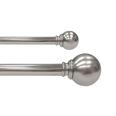SET DE CORTINERO AJUSTABLE DOBLE 3/4 & 5/8 pulg. DE 91 A 182 CM ESTILO BOLA COLOR NIQUEL SATINADO