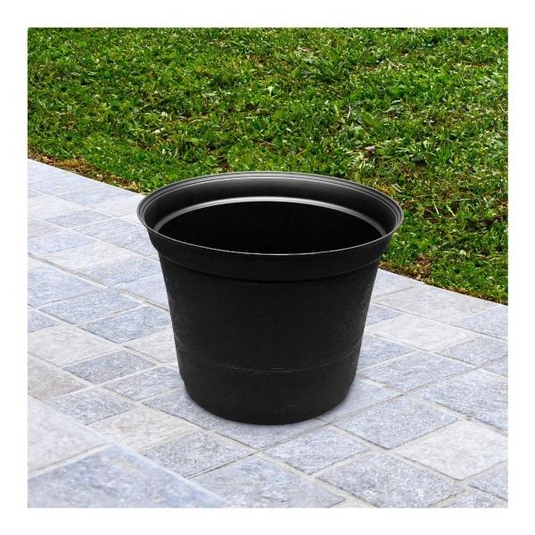 MACETA DE PLÁSTICO REDONDA GRANDE NEGRA 36 CM