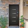 PUERTA EXTERIOR DE SEGURIDAD 16 PASADORES 96 X 213 CM IZQUIERDA NEGRO TEXTURIZADO