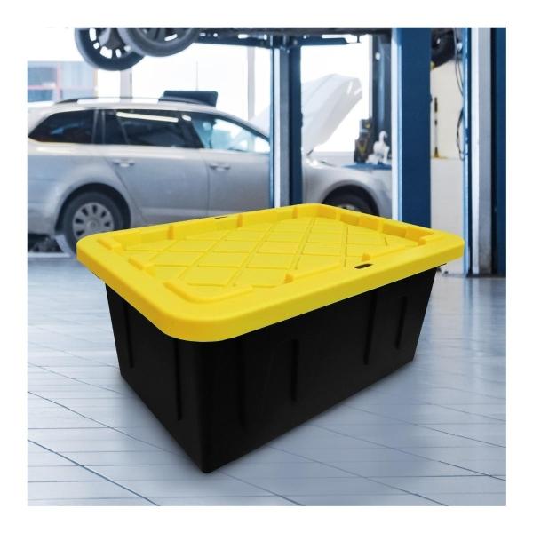 CAJA ORGANIZADORA USO RUDO 64 L PLÁSTICO TAPA NEGRA CON BROCHE