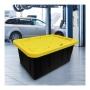 CAJA ORGANIZADORA USO RUDO 64 L PLÁSTICO TAPA NEGRA CON BROCHE