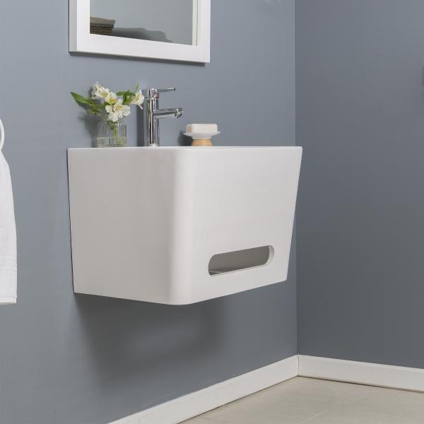 MUEBLE PARA BAÑO FLOTANTE SAN DENIS 23" BLANCO RESINA CON ESPEJO