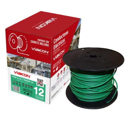 CABLE ELÉCTRICO THW-2-LS/THHW-LS CALIBRE 12 AWG VERDE 100M DESLIZABLE
