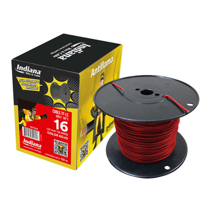 CABLE ELÉCTRICO TF-LS CALIBRE 16 ROJO 100M BAJA EMISIÓN DE HUMO