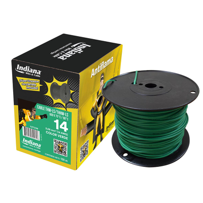 CABLE ELÉCTRICO THW-LS CALIBRE 14 AWG VERDE 100M DESLIZABLE