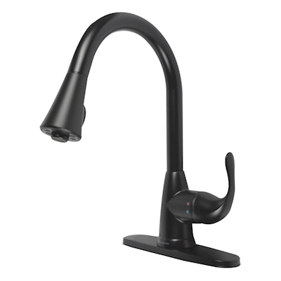 LLAVE PARA FREGADERO MONOMANDO NEGRO RETRÁCTIL 15.6" ANTIGOTEO
