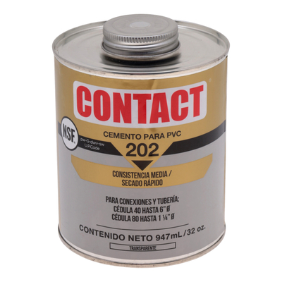 CEMENTO PARA TUBERÍA PVC 947ML SELLADO RESISTENTE TRANSPARENTE