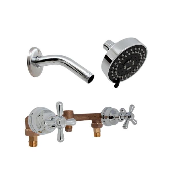 KIT MEZCLADORA DE EMPOTRAR Y REGADERA PLATA RUGO