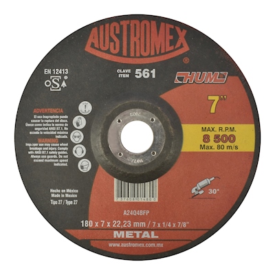 DISCO DE DESBASTE PARA METAL ESMERILADORA 7"