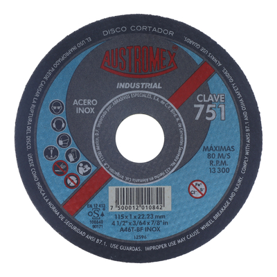 DISCO DE CORTE ACERO INOXIDABLE PARA ESMERILADORA 4 1/2"