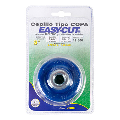 CEPILLO COPA TRENZADO ACERO PARA ESMERILADORA 3"