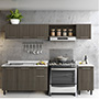 COCINA INTEGRAL 3 MÓDULOS 160 X 240 X 60 CM MDP CAFÉ CON TARJA