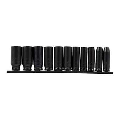JUEGO DE DADOS DE IMPACTO PROFUNDOS SAE CUADRO 1/2" 11 PIEZAS ACERO