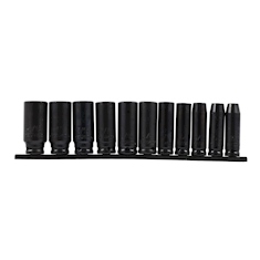 JUEGO DE DADOS DE IMPACTO PROFUNDOS SAE CUADRO 1/2" 11 PIEZAS ACERO