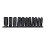 JUEGO DE DADOS DE IMPACTO PROFUNDOS 1/2" ACERO 11 PIEZAS