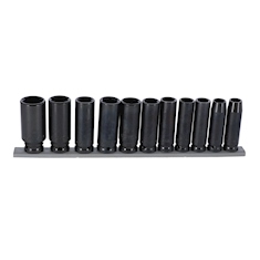 JUEGO DE DADOS DE IMPACTO PROFUNDOS 1/2" ACERO 11 PIEZAS