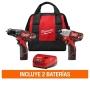 M12 COMBO TALADRO ROTOMARTILLO Y ATORNILLADOR IMPACTO 12V CON 2 BATERÍAS COMP 1.5AH, CARGADOR, BOLSA