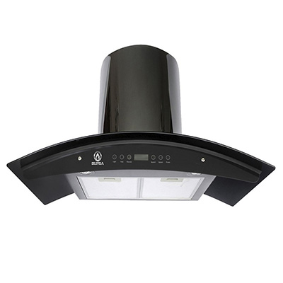 CAMPANA DE COCINA DE PARED 90 CM NEGRO CON ILUMINACIÓN LED