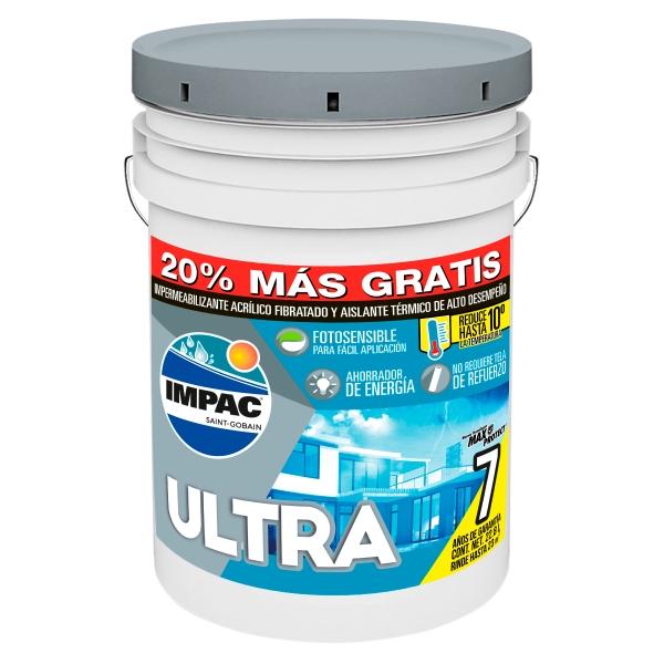 IMPERMEABILIZANTE ACRILICO ULTRA FOTOSENSIBLE FIBRATADO AISLANTE TERMICO BLANCO 22.8 L 7 AÑOS