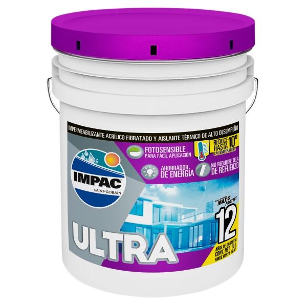 IMPERMEABILIZANTE ACRILICO ULTRA 12 12 AÑOS FOTOSENSIBLE AISLANTE TERMICO BLANCO 19 L