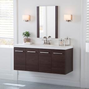 GABINETE PARA BAÑO DE EMPOTRAR STELLA 48" OLMO OSCURO EN TERMOFORMADO CON LAVABO BLANCO