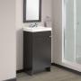 MUEBLE PARA BAÑO A PISO WELLINGTON 17" ÉBANO EN TERMOFORMADO CON LAVABO BLANCO