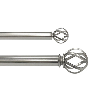 SET DE CORTINERO AJUSTABLE DOBLE 1 & 3/4 pulg. DE 91 A 182 CM ESTILO CAGE COLOR NIQUEL SATINADO