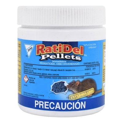 VENENO PARA RATAS PELLETS 100 GR AZUL RATIDEL