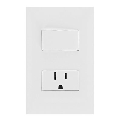 PLACA CON INTERRUPTOR DE 3 VÍAS Y RECEPTACULO BLANCO LEVITON