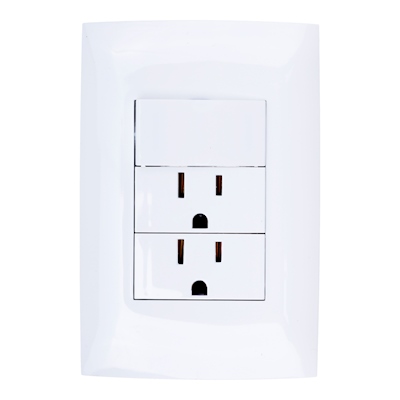PLACA CON 2 CONTACTOS A TIERRA Y 1 INTERRUPTOR SENCILLO BLANCO LEVITON CIEN