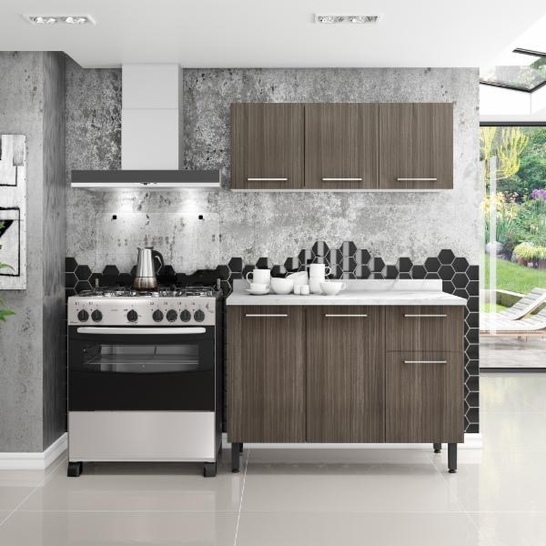 MUEBLE DE COCINA 2 MÓDULOS 160 X 120 X 62 CM MDP ROBLE DAKAR
