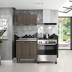 MUEBLE DE COCINA 2 MÓDULOS 160 X 80 X 60 CM AGLOMERADO ROBLE DAKAR