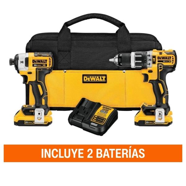 COMBO ROTOMARTILLO 1/2" Y LLAVE DE IMPACTO 1/4" 20V MAX XR CON 2 BATERIAS 2 AH Y 1 CARGADOR