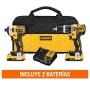 COMBO ROTOMARTILLO 1/2" Y LLAVE DE IMPACTO 1/4" 20V MAX XR CON 2 BATERIAS 2 AH Y 1 CARGADOR