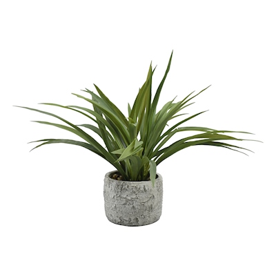 PLANTA ARTIFICIAL DECORATIVA CON MACETA GRIS DE CEMENTO
