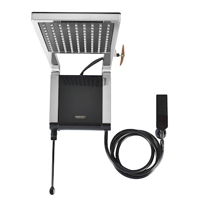 REGADERA ELECTRICA FIJA CUADRADA ABS NEGRO 3 NIVELES AGUA CALIENTE