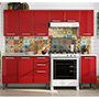 COCINA INTEGRAL 3 MÓDULOS 160 X 240 X 60 CM ACERO ROJO CON TARJA