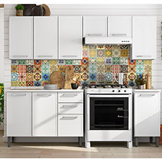 COCINA INTEGRAL 3 MÓDULOS 160 X 240 X 60 CM ACERO BLANCA CON TARJA